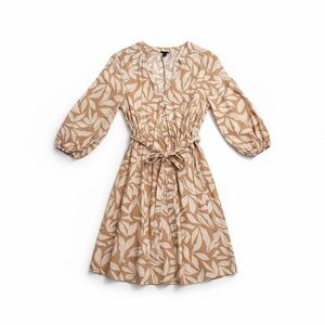 Torrid Tan and Cream Leaf Print Midi Dress 1